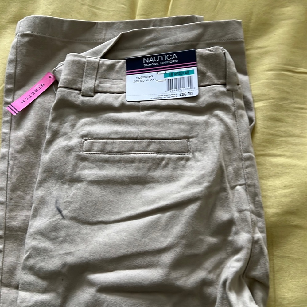 Nautical boot cut khaki pants